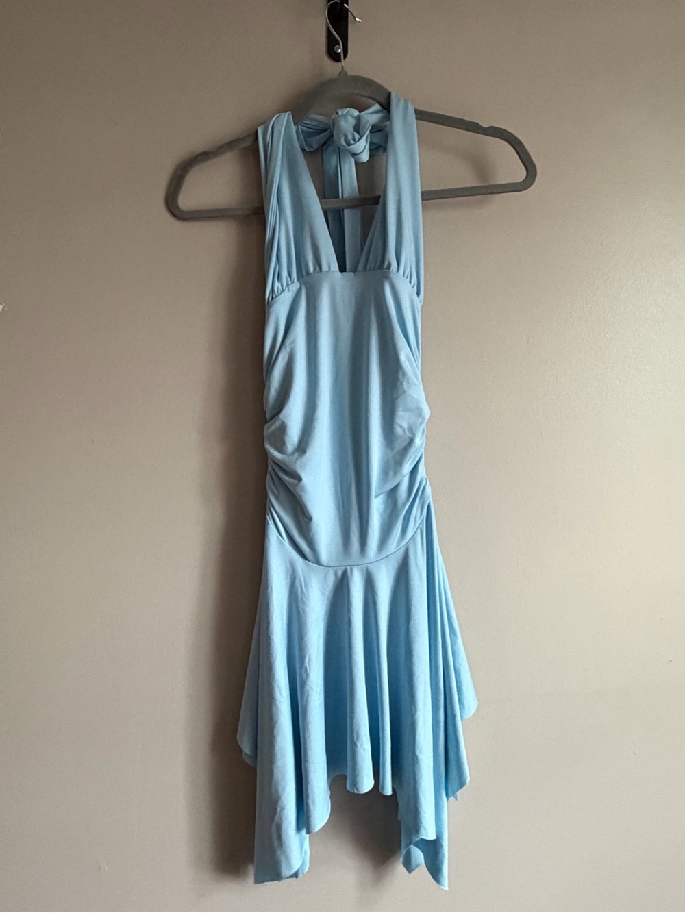 Amazon Light Blue Halter Mini Dress